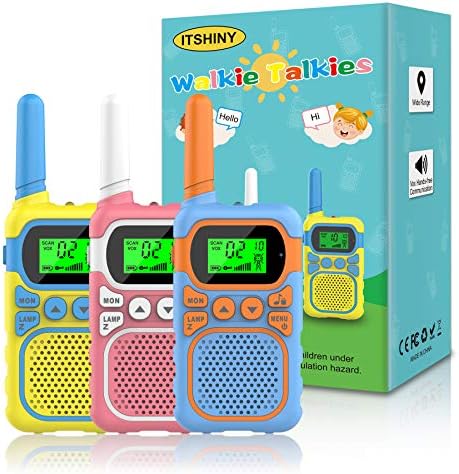 מכשירי קשר לילדים עם 22 ערוצים טווח של 3 מייל ,מכשירי קשר מבריקים לילדים [3 מארז] מתנות צעצועי יום הולדת לחג